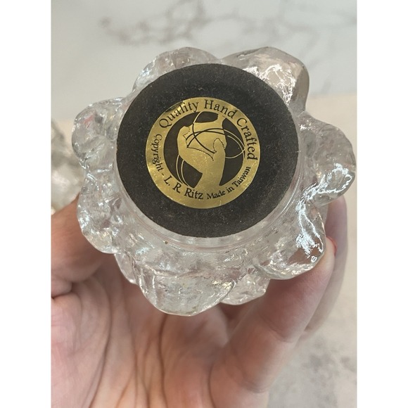 Vtg L. R. RITZ Art Glass Pine, Christmas Tree Figurines 5" Taiwan Set Of Two - Picture 5 of 5